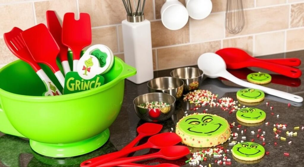 Baking tools for Grinch cake