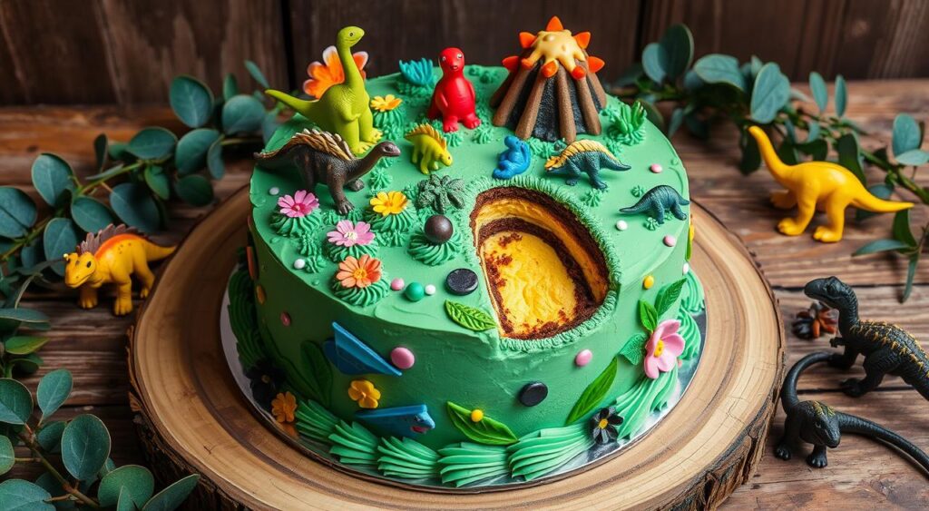 dinosaur-themed cake