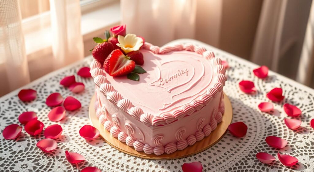 heart-shaped cake